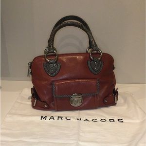 NWOT Marc Jacobs Deep Red With Snakeskin Trim Satchel Handbag RARE